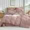 Luofanfei Housse de Couette Rose 220x240 Uni 2 Personnes Ultra Douce Parure de Lit Adulte Linge de Lit Unie en Microfibre Parure Housse Couette zippée 220 x 240 avec 2 Taies d'oreiller 65x65