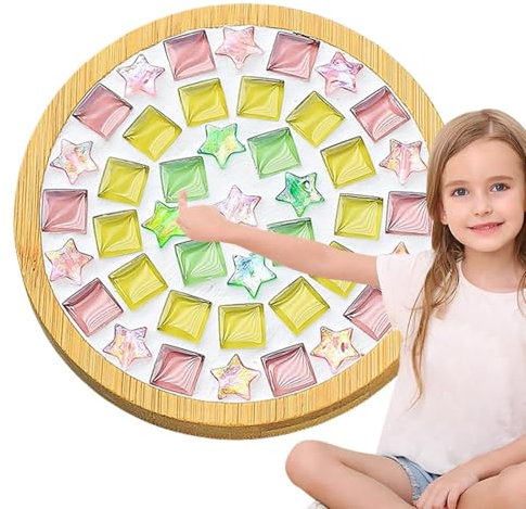 Kits de mosaïque en verre pour adultes, kit de sous-verres en mosaïque - Tapis de tasse de carreaux de mosaïque en verre de dessous de verre faits à la main,Kit de fabrication d'artisanat en mosaïque,
