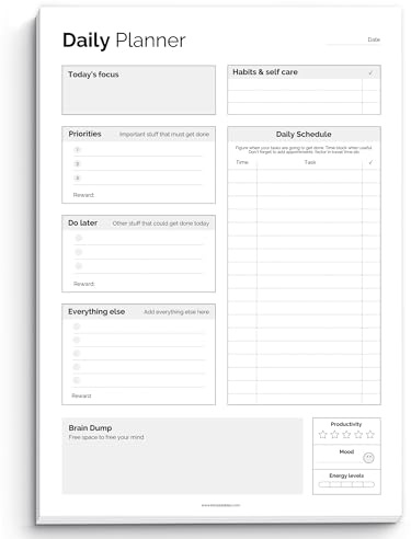 ADHD Daily Planner Notepad for Neurodivergent Adults - Productivity Daily Planner Desk Pad & Task Management to Stay Organized and Focused Note Pad (Mono, A4 Portrait)