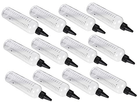 PHENOFICE 12 Pièces Flacon à embout gradué flacon distributeur bouteilles de teinture pour les cheveux bouteille shampoing bouteille transparente teinture cheveux bouteille de nez d'aiguille