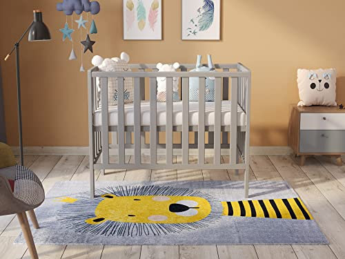 Love For Sleep Babybett Beistellbett 100x50cm mit Schaumstoffmatratze Aloe Vera Grau Paris Kinderbett Baby Bett Holz - Kinderbett Babybett, Mitwachsend Gitterbett Baby Bed