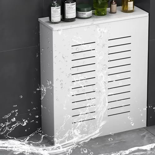 Snaweo Radiator Cover, White Heating Cabinet Shelf, PVC Heating Cover Cabinet, Wood Radiator Decorative Cabinet Heating Protective Cover, Pipe Valve Privacy Barrier, Home Furniture(L60xH70xW20cm)