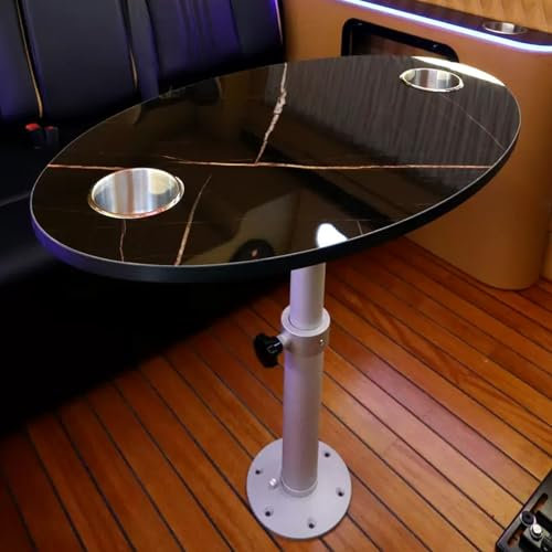 Klappbarer Tisch für Wohnwagen und Wohnmobile mit Einstellbarer Höhe, Abnehmbarer Picknicktisch für Wohnmobile mit Tischhalterung aus Aluminium, Arbeitstisch für MPV, Wohnwagen, Boot, Yacht