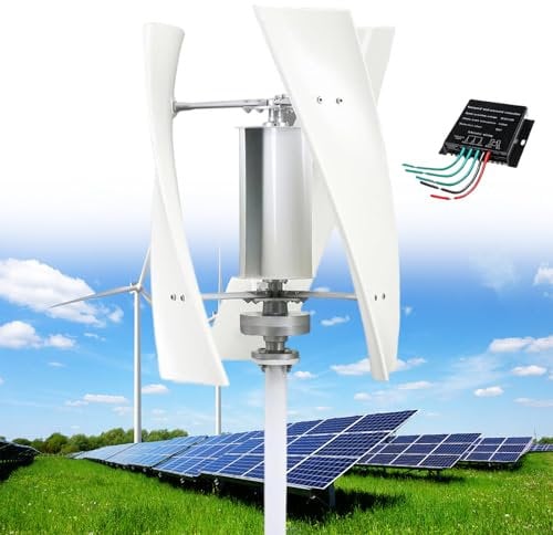 SAIYERUS Wind Turbine Generator Kit, 12000W Portable Vertical Helix Wind Power Turbine Generator, 3 Blade Wind Generator Kit with Charge Controller for Marine RV Home Industrial Energy,White-24V