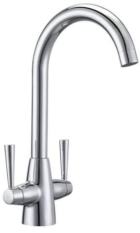 Sistaby Kitchen Tap Chrome Kitchen Sink Mixer Taps 1 Hole Dual Lever Mixer Tap Kitchen Sink Tap Stainless Steel Kitchen Taps Mixer Monoblock Bar Taps 360° Swivel Spout