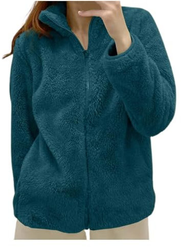 Felpa Donna Pile Invernale Caldo con Cerniera Giacca da Camera Donna Invernale Corta Pile Senza Cappuccio Giacche Invernale con Pile Tinta Unita Cappotto In Peluche Sherpa Giubbotto Fleece Comoda