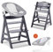 hauck Hochstuhl Alpha Plus Newborn Set mit 2in1 Bouncer - Mitwachsender Holz Babyhochstuhl ab Geburt, inkl. Sitzauflage & Neugeborenenaufsatz - Dark Grey