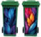 Peacoblue Wheelie Bin Stickers 2 Sheets Colorful Feathers Sticky Dustbin Stickers, 15in x 32in Waterproof Self Adhesive Large Decal for Bins, Driveway, Garden, Outdoor, Indoor Decoration