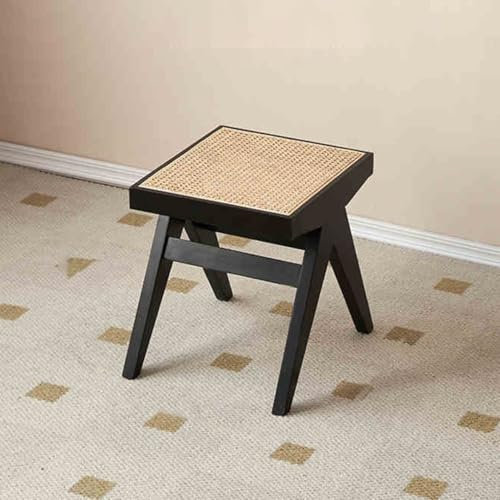Seat Holz Eingang Sofa mit Holzbeinen Moderne Weide Rattan Esszimmerbank Massive Eichenbank mit Rattan Sitz für Wohnzimmer, Flur, Schlafzimmer, Badezimmer (Nussbaum, 86x45cm/33.9x17)
