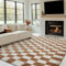 HUGEAR Teppich Kariert Hochflor Teppich Wohnzimmer 160X230cm Teppiche Beige weiß Schlafzimmer Rutschfester Kinderteppich Flauschig Weicher und GemüTlicher Carpet Living Room Kinder Mädchen Jungs