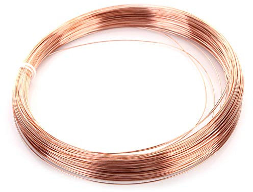 Alambre de cobre blando sólido, bobina de alambre de cobre desnudo, alambre de cobre sólido simple, materia prima industrial natural pura al 99,9%, 20 m(Diameter0.2mm)