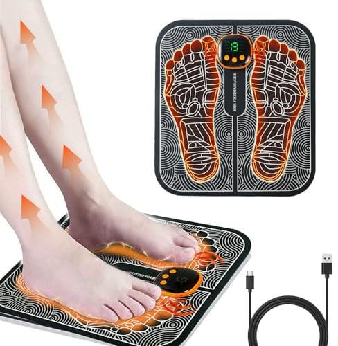 COODAY Massage Pieds, Masseur de pieds EMS,8 Modes et 19 Intensités,Masseur de Pieds électrique Pliable et Portable pour la Circulation Sanguine et le Soulagement des Douleurs Musculaires
