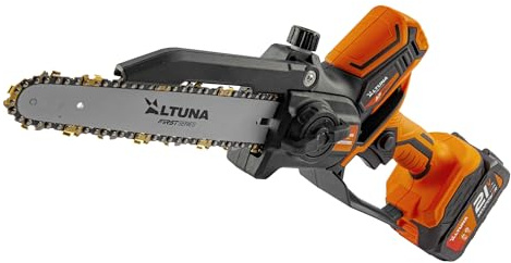 ALTUNA Akku-Motorsäge 180 mm mit Titan-Kette - AF180 | 1000W Leistung, Brushless-Motor, inkl. 2 Akkus 21V 4Ah, Ersatzkette, Koffer und Wartungszubehör