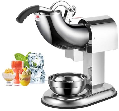 Tritaghiaccio Elettrico, Tritaghiaccio Con Lame In Acciaio Inox da 100 Kg/Ora, Macchina per Ghiaccio Tritato Professionale, Macchina per Granita per Casa, Attività Commerciali,4knives