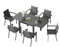 TRIUMPHKEY 6 Personen Gartenmöbel-Set aus Aluminium, 1 Ausziehbarer Tisch (80-160 cm) & 6 stapelbare Stühle Balkon und Terrassen Lounge Set, Dunkelgrau