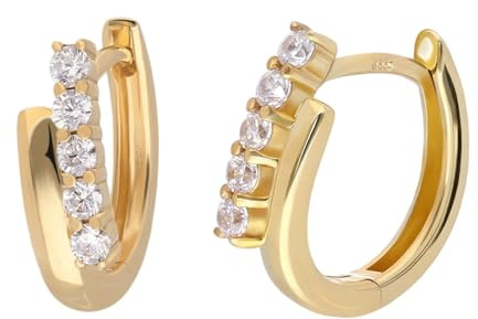 GLIZZ Damen-Ohrringe Gold 333 / 8K Zirkonia Klapp-Creolen GL8566 | zauberhafter Ohrschmuck für Frauen, modisches Accessoire und edle Geschenkidee