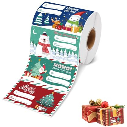 500 Stück Aufkleber Weihnachten, Weihnachtsaufkleber Selbstklebend, Christmas Geschenkaufkleber, Aufkleber Etiketten für Umschlag Verpackung Geschenk Geschenktüten Weihnachtskarten (1 Rolle)