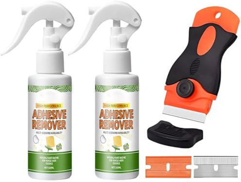 Teegxddy 2 Stück 120ml Klebereste Entferner mit Entfernen Sie den Kleber Schaber,Klebstoffentferner,Geeignet für Auto, Fenster, Wände - Schneller Entferner Klebeband, Aufkleberresten