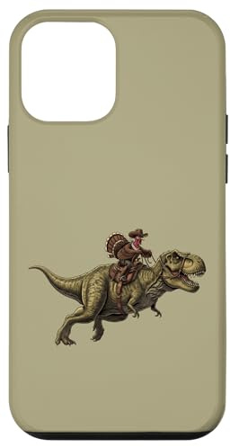 Cowboy Turkey Riding Dinosaur Thanksgiving Case for iPhone 12 mini