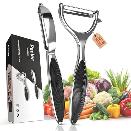 Potato Peeler & Vegetable Peelers Set - Y and I Shape Stainless Steel Peelers for Kitchen with Ergonomic Non-Slip Handle & Sharp Blade for Veggies, Potatoes, Carrots, Set of 2