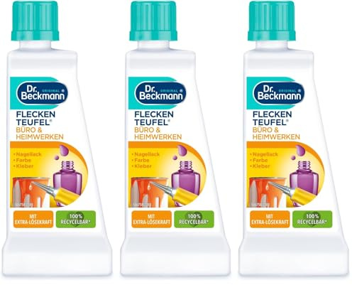 Dr. Beckmann Fleckenteufel Büro & Heimwerken | 3 x 50 ml | Mit Multi-Fleckenlöser | Für Bastel-, DIY- & Büroflecken | Gezielt auftragen | Kompaktes Format