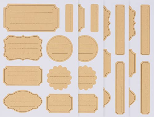 Kraftpapier Sticker Etiketten liniert, 26 Stück
