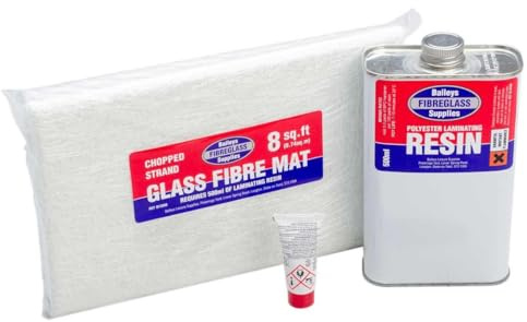 Baileys Premium Quality Fibreglass Repair Kit Resin – GRP - 8sq.ft. UK Manufactured Chopped Strand Matting (CSM)