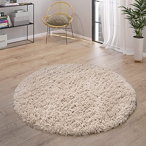 Paco Home Hochflor Teppich Kuschelig Modern Shaggy Flokati Stil Gemütlich Uni In Beige, Grösse:80x150 cm