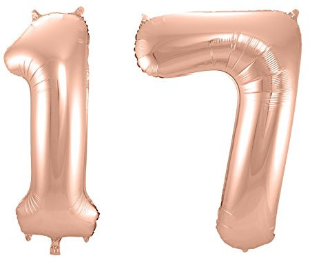 Folat 800075 - Folienballon - Zahl 17 - rosegold - ca. 86 cm hoch
