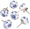 Sourcingmap 6 Pieces Vintage Shabby Knobs Floral Hand Painted Ceramic Pumpkin Cupboard Wardrobe Cabinet Drawer Door Handles Pulls Knob, Blue and White Flower