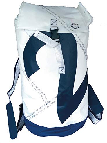 Sea Duffle Seesack, Weiß/Marineblau aus Segeltuch, von Trend Marine by Maritimia