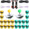 Hikig Kit de Bricolaje para Juegos de Arcade para 2 Jugadores, 2X Joystick + 2X USB Encoder + 20x LED Buttons para PC, PS3, Mame, Raspberry Pi, Color: Verde y Amarillo
