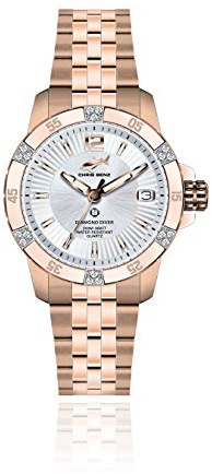 Chris Benz Diamond Diver 200M Damentaucheruhr Gold Rock Beach mit Jubilee Metallband