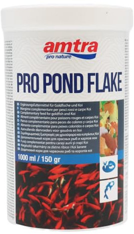 Amtra Pro Pond Flake 1000 ml - Mangime completo in scaglie per Carpe Koi e pesci rossi d'acquario e laghetti ornamentali, in fiocchi