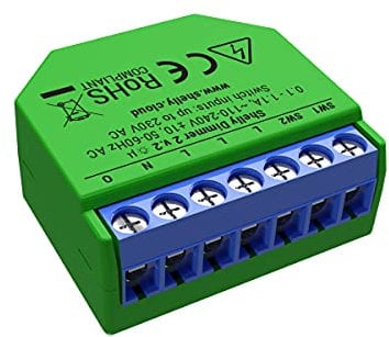Shelly DIMMER 2 Dispositivo Wi-Fi per il Controllo di Luci Alogene, LED, Trasformatori Ferromagnetici Dimmerabili, Supportati da un’Alimentazione di 110-230V, Verde