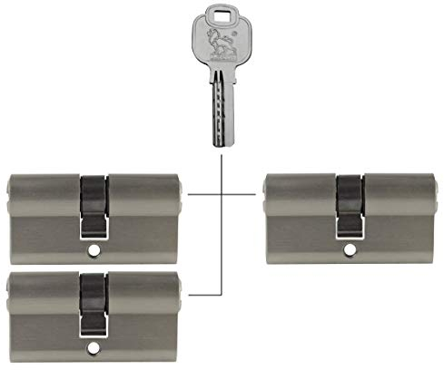 3x gleichschließend Profilzylinder 60 mm 30/30 Not- und Gefahrenfunktion inkl. 15 Schlüssel