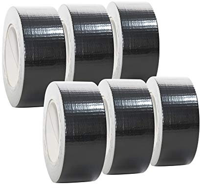 selmundo 6 Rollen 'Premium' Gaffa Tape in schwarz | Panzertape | Panzerband | Gewebeband | 50mm x 50m, Farbe:schwarz