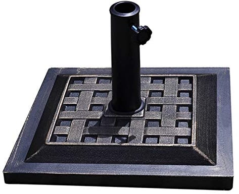 GOPLUS Sonnenschirmständer, Schirmständer für Schirmstöcke 38mm / 48mm, Sonnenschirm Ständer 44 x 44 cm, Sonnenschirm Fuß 12kg, Marktschirmständer aus Harz & Edelstahlrohr, Balkonschirmständer Bronze