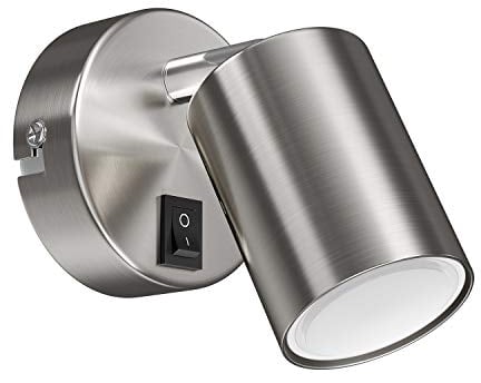 ledscom.de Wandspot WAIKA, einflammig, mit Schalter, GU10, chrom matt, inkl. GU10 LED Lampe (weiß, 4,888W, 450lm, 100°)