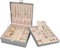 ProCase Schmuckkästchen für Damen, Mädchen, Freundin, Ehefrau,großer Leder-Schmuck-Organizer, Aufbewahrungsbox mit zwei Ebenen, für Ohrringe, Armbänder, Ringe, Uhren – Grau