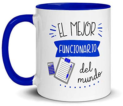 Kembilove Taza de Desayuno Personalizada El Mejor Funcionario del Mundo – Tazas Originales para Regalar – Regalos Personalizados – Regalos Originales para Hombre – Tazas Originales