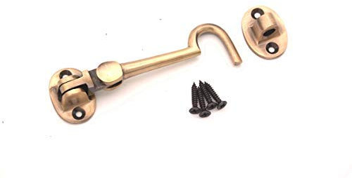 Infinity Decor Cabin Hook and Eye Solid Brass - Silent Door Latch Lock for Window, Garden Gate, Door in Antique - 4 100mm