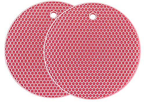 Silikon-Untersetzer, Mehrzweck-Trockenuntersetzer, hitzebeständig bis 240 °C, Topflappen, wasserdicht, (2er-Set) rutschfest, flexibel, langlebig, spülmaschinenfest (Rosa)