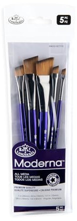 Royal & Langnickel Moderna Angular Brush Set for All Painting Mediums, 5pc