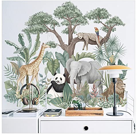 Stickers muraux animaux de la forêt tropicale tropicale pour salon chambre canapé fond décoration murale Art chambre décor décalcomanies décor à la maison