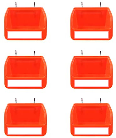 Brimix pack 6 pc Cajas de tornillos para panel tablero perforado con ganchos de acero. Estante compartimento organizador de banco de trabajo para organizar herramientas, accesorios, recambios, etc