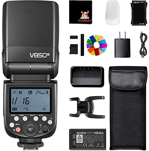 GODOX V850III Camera Flash GN60 76Ws 7.2V/2600mAh Rechargeable Battery LCD Panel Overheating Protection, Suitable for Canon, Nikon, Sony, Fuji, Olympus, Panasonic, Pentax Standard Hot Shoe SLR Cameras