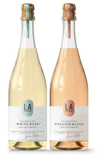 L A Brewery | Non Alcoholic Sparkling Craft Kombucha Drink - New English Blush and Sparkling White Rose Twin Pack 2 x 750ml - Low Calorie Kombucha Tea, Gluten Free & Vegan Soft Drinks Brewed in the UK