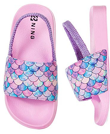WateLves Claquette Enfant Fille Garçon Chaussons Enfants Tongs Sandales été Plage Piscine Pantoufles Chaussures de Douche AntidéRapantes(Écaille de poisson rose 26/27EU)