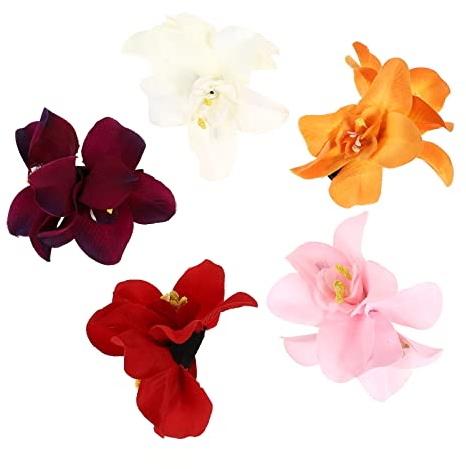 PRETYZOOM 5Pcs Künstliche Blumenhaarclip Kreative Hibiskus Plumeria Doppel Orchideen Haarnadel Kopfbedeckung Hawaii Party Haarzubeh?r (Zuf?llige Farbe)